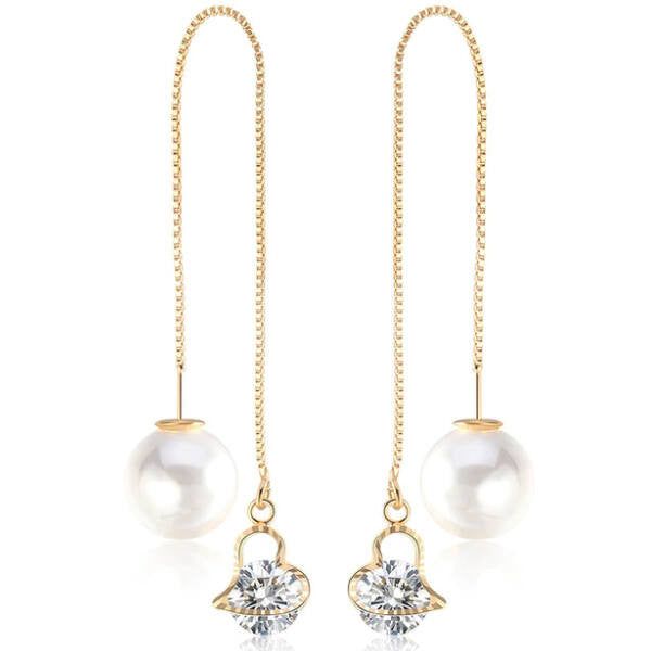 Variálható Swarovski szív és gyöngy fülbevaló gold