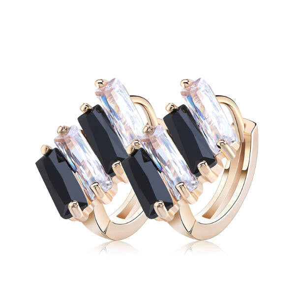 Kristály csíkok fülbevaló gold-fekete-fehér