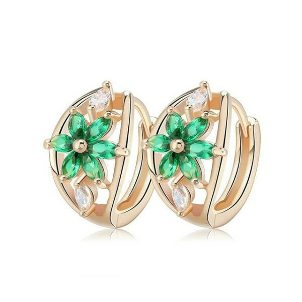Smoon Luxury Flores green-gold fülbevaló