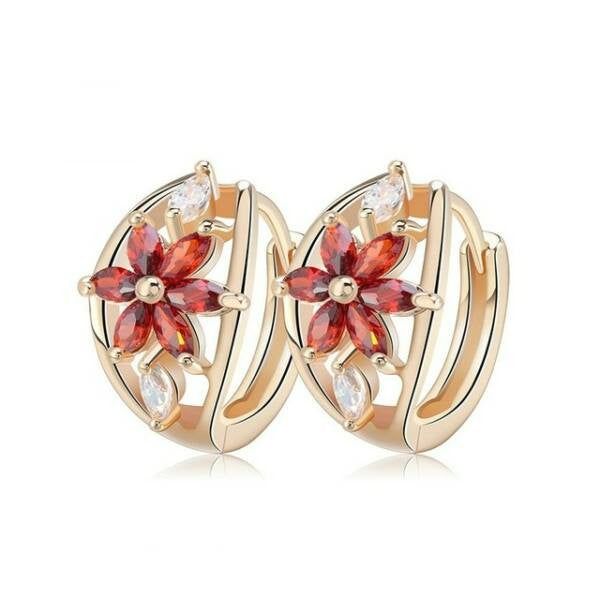 Smoon Luxury Flores red-gold fülbevaló