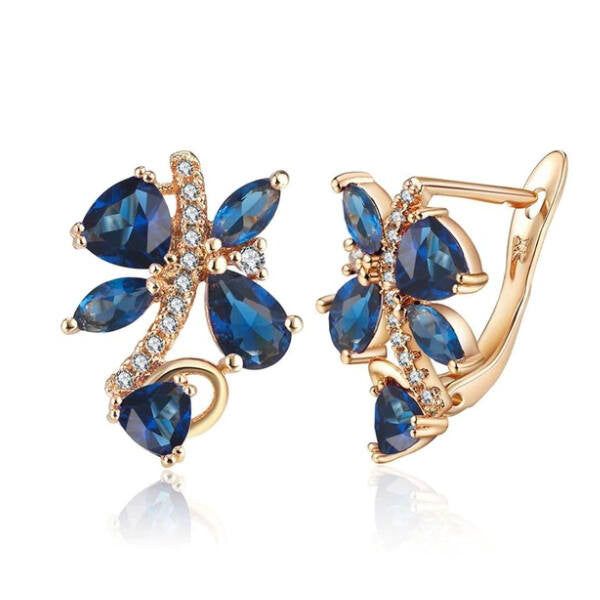 Kék Swarovski kristályos pillangó fülbevaló