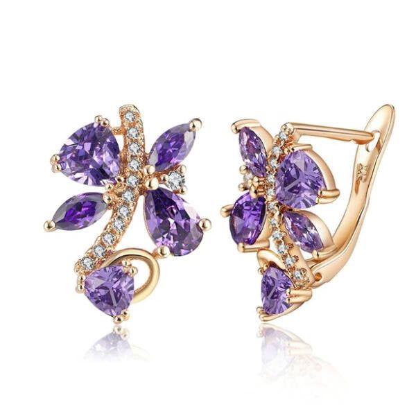 Lila Swarovski kristályos pillangó fülbevaló
