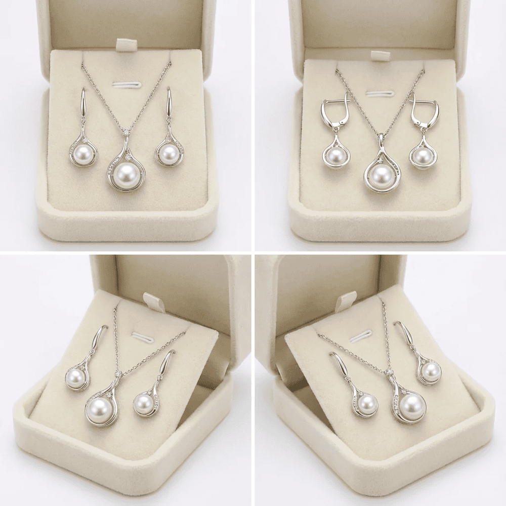 Smoon Elenya gyöngyös ékszer szett whitegold