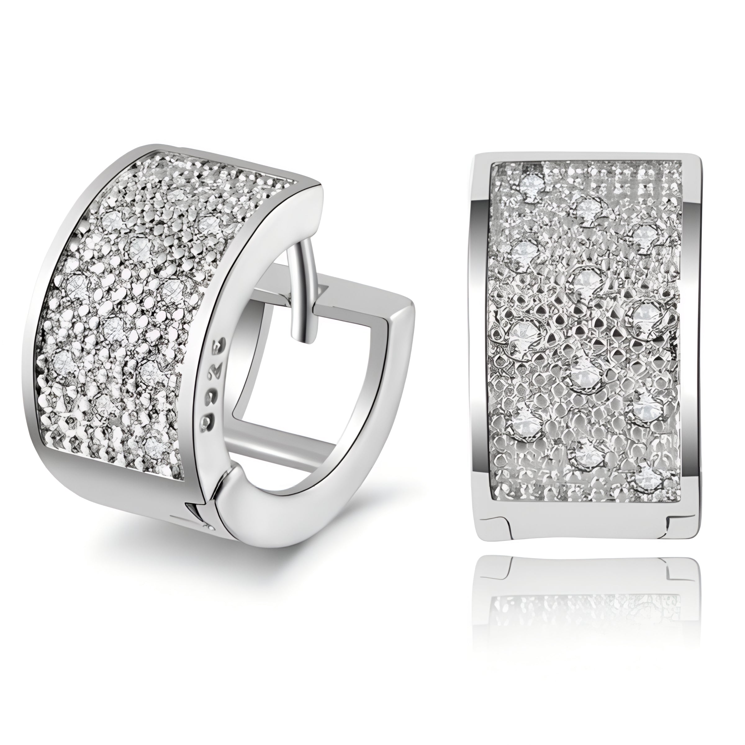 Előkelő sok kristályos kis karika fülbevaló whitegold