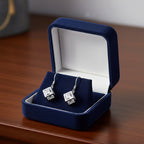 Kockában kristály női fülbevaló whitegold