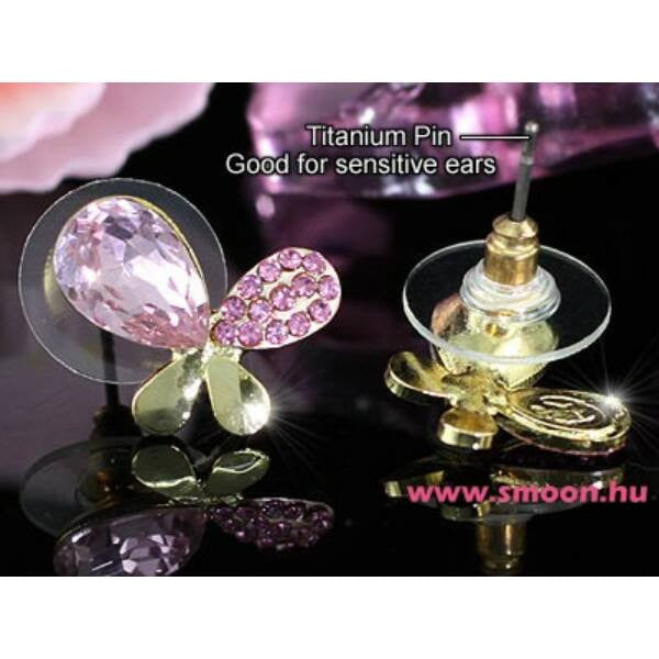 367 Pink pillangó beszúrós fülbevaló