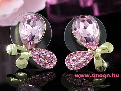 367 Pink pillangó beszúrós fülbevaló