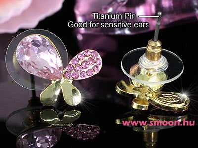 367 Pink pillangó beszúrós fülbevaló