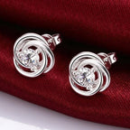 Mila ezüstös virág fülbevaló