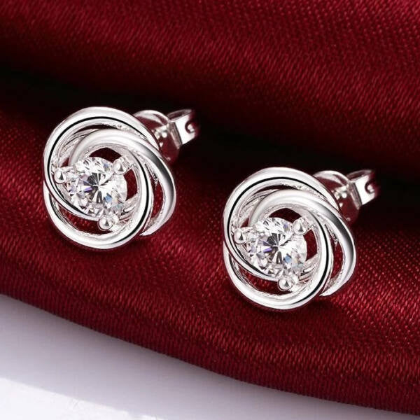 Mila ezüstös virág fülbevaló