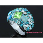 Kékeszöld Swarovski kristályos gyűrű 0160