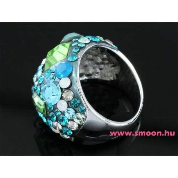 Kékeszöld Swarovski kristályos gyűrű 0160