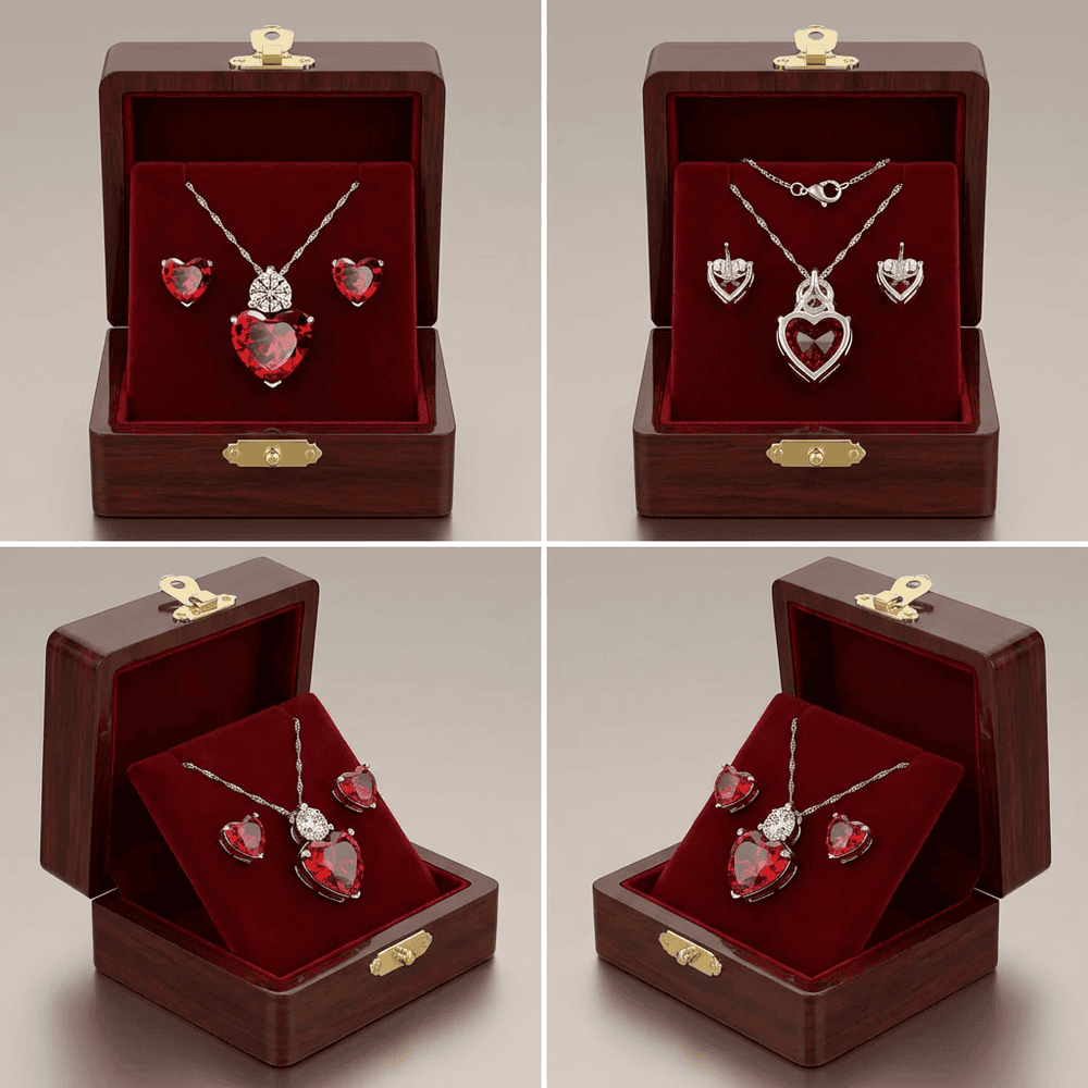 Constanza ékszer szett whitegold-piros