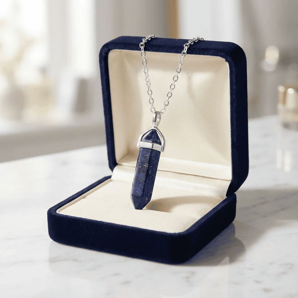 Ásvány függős nyaklánc ezüst lápisz lazuli