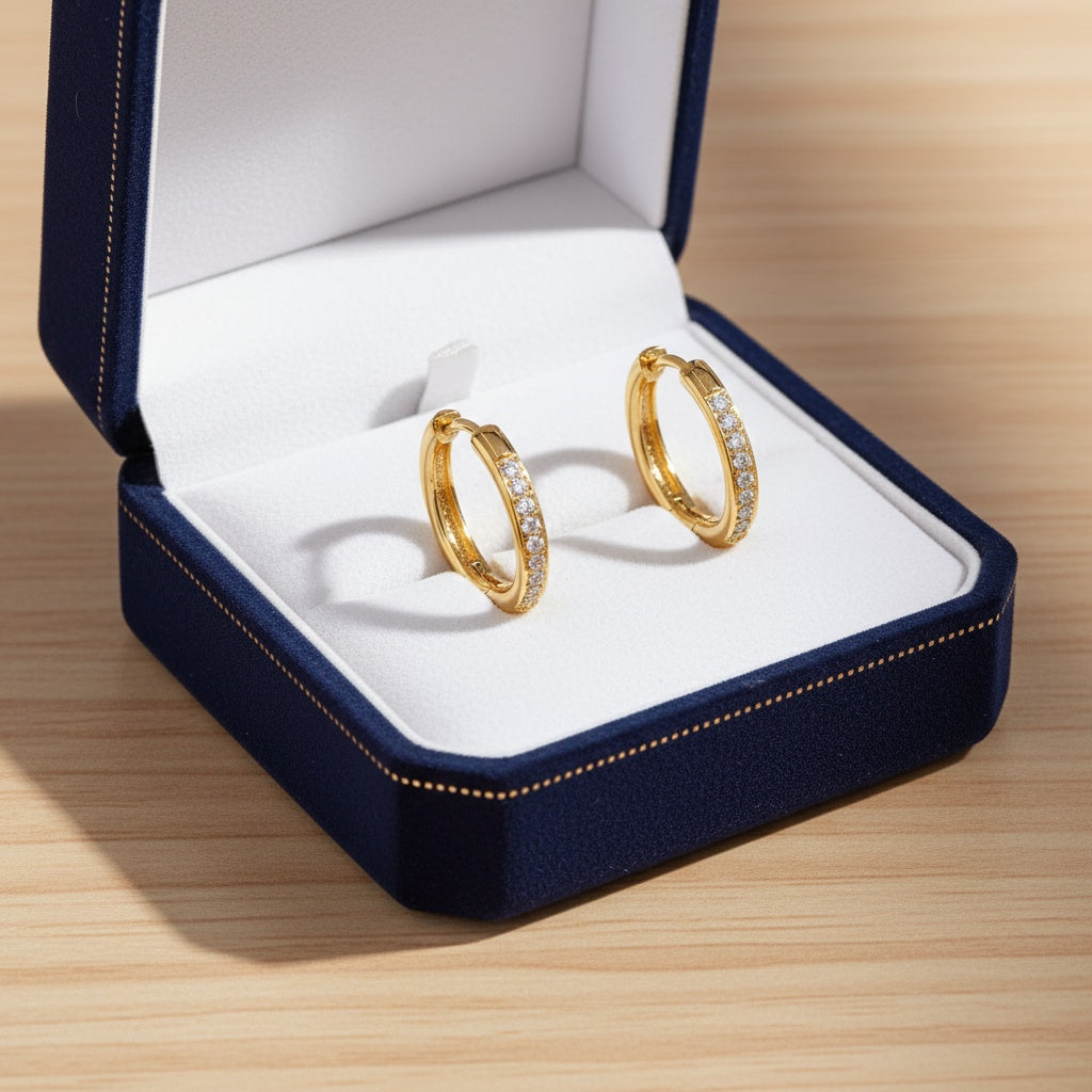 Nemesacél karika-kristály fülbevaló gold