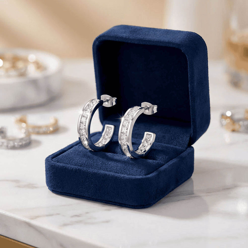 Donatella nemesacél fülbevaló Swarovski kristállyal whitegold