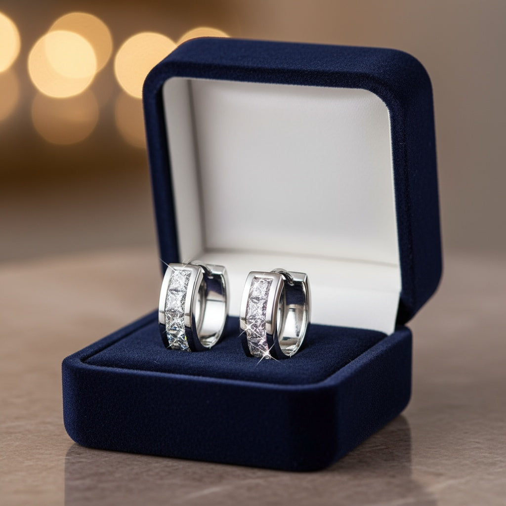 Leah négyzet kristályos fülbevaló whitegold