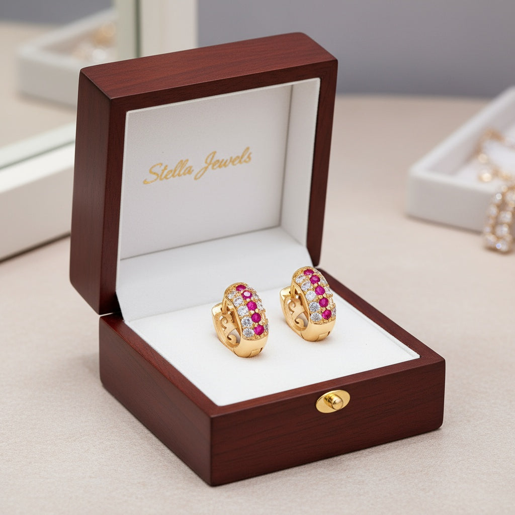 Letta színes vidám kis karika fülbevaló gold