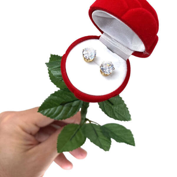 Rózsaszálban kristály fülbevaló