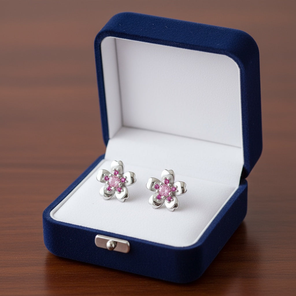 Kristály virág fülbevaló whitegold