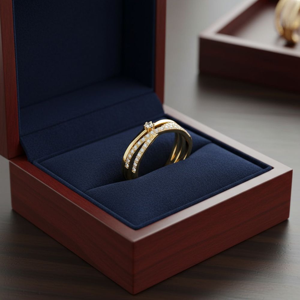 Brooklyn kristályos gyűrű gold (állítható méret)