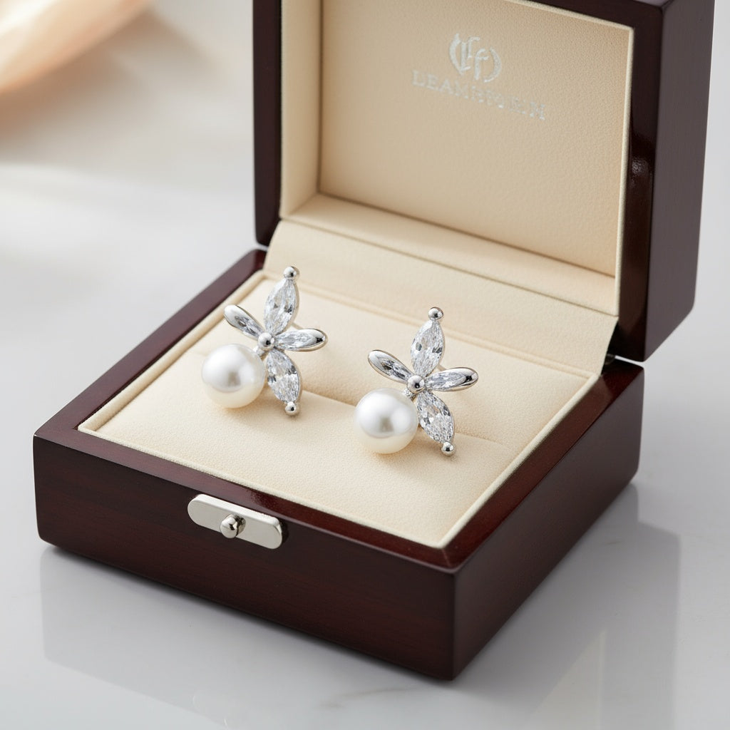 Gyöngyöskécs fülbevaló whitegold