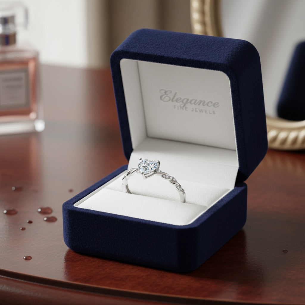 Kristály szív gyűrű whitegold (állítható méret)