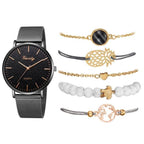 Teresina női óra karkötőkkel black-rosegold