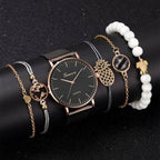 Teresina női óra karkötőkkel black-rosegold