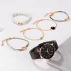 Teresina női óra karkötőkkel black-rosegold