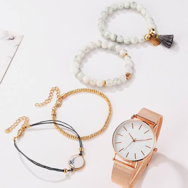 Cadenza női óra karkötőkkel rosegold-white