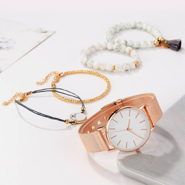 Cadenza női óra karkötőkkel rosegold-white