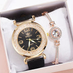 Cammeo Swarovski kristályos női óra karkötővel fekete