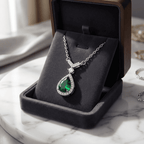 Kristály csepp medálos nyaklánc zöld