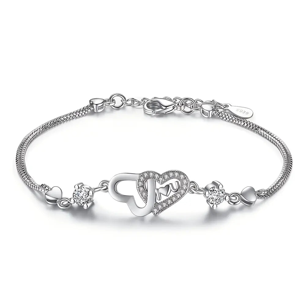 I Love You szíves karkötő whitegold