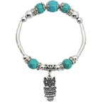 Ezüstös vintage bagoly karlánc türkiz