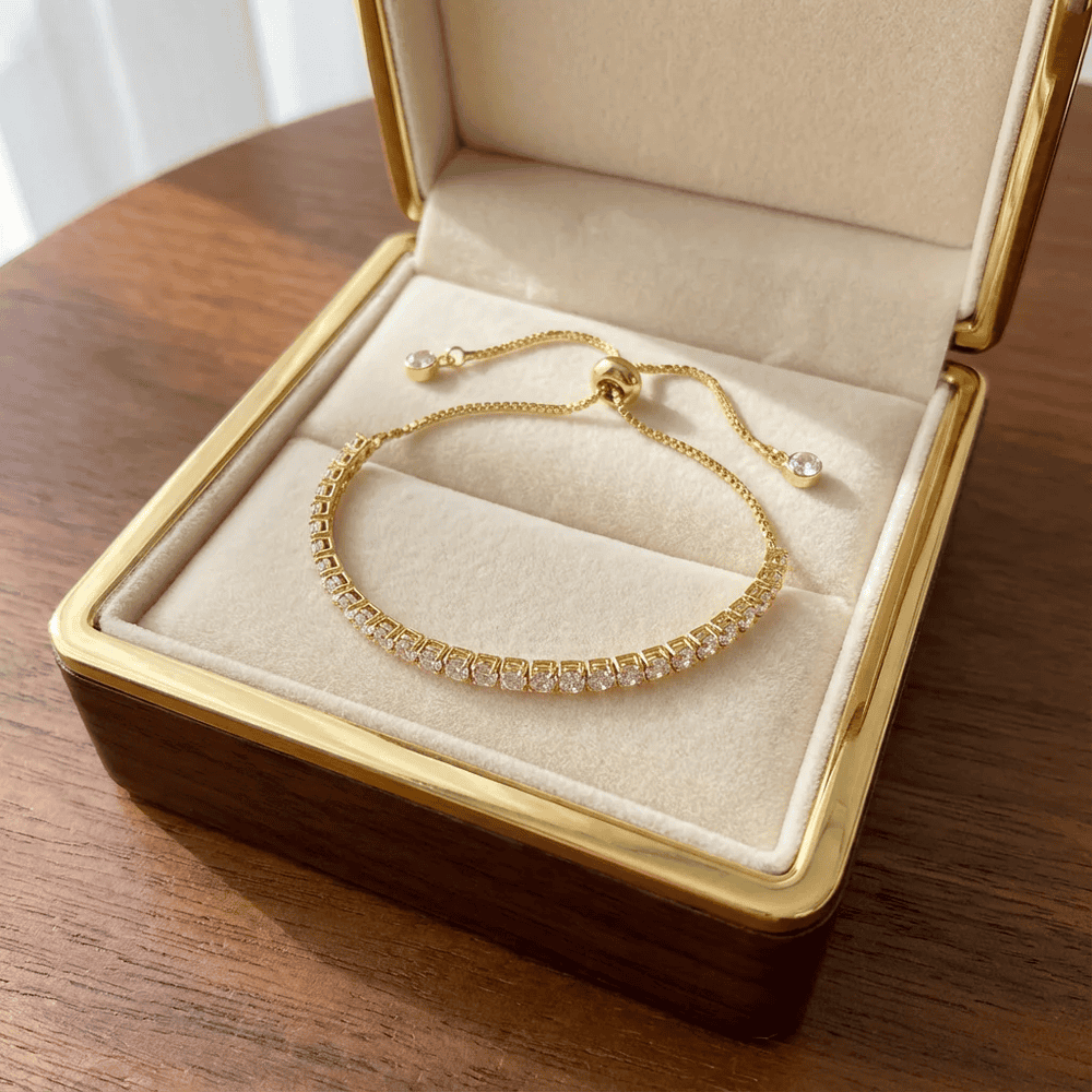 Kristályos tenisz karkötő gold