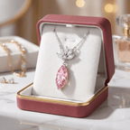 Luna kristály medálos nyaklánc whitegold-pink