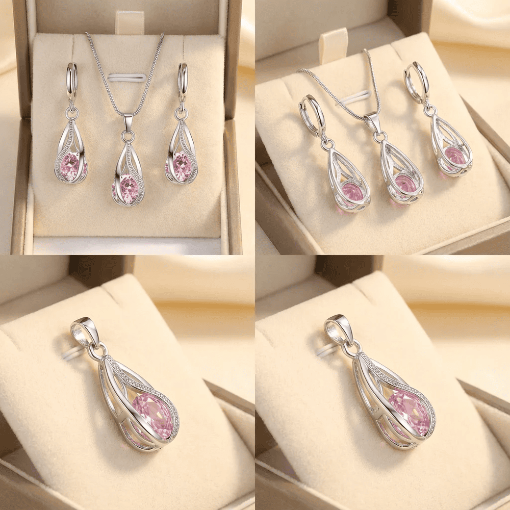 Smoon Soraya ékszer szett whitegold-pink