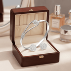 Ezüstös-rózsás karkötő +fülbevaló szett