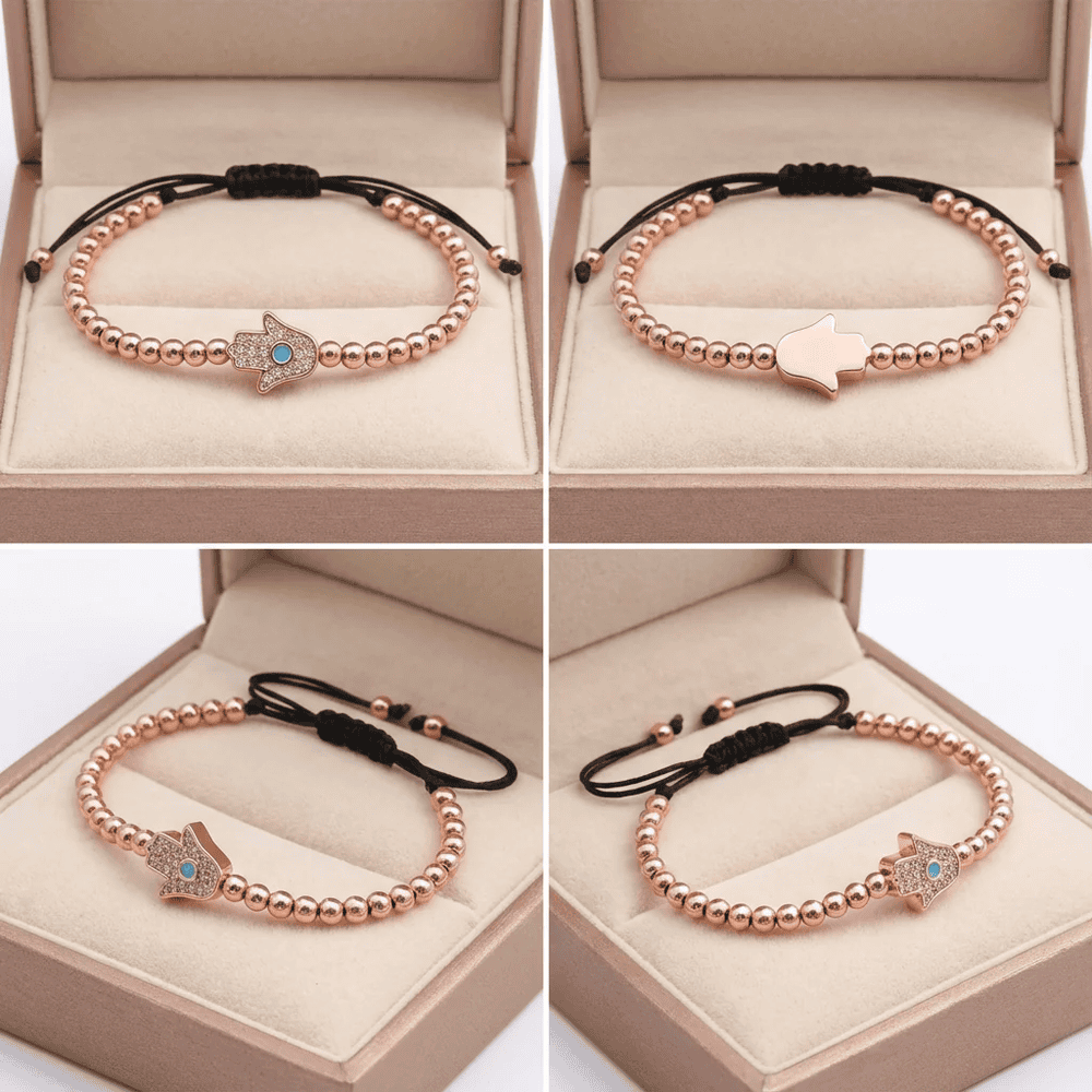 Bogyós Hamsza karkötő rosegold