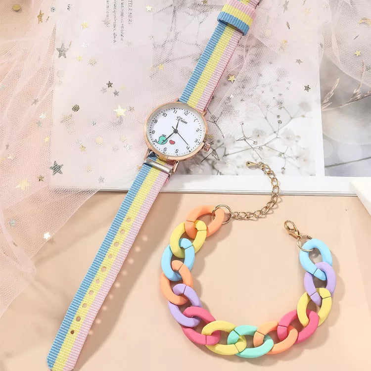 Lola színes bohém óra-karkötő szett