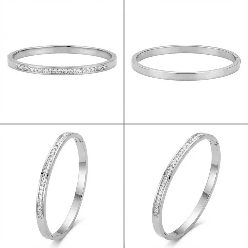 Titánium négyzet kristályos karkötő whitegold