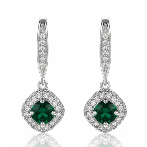 Ema női fülbevaló whitegold-zöld