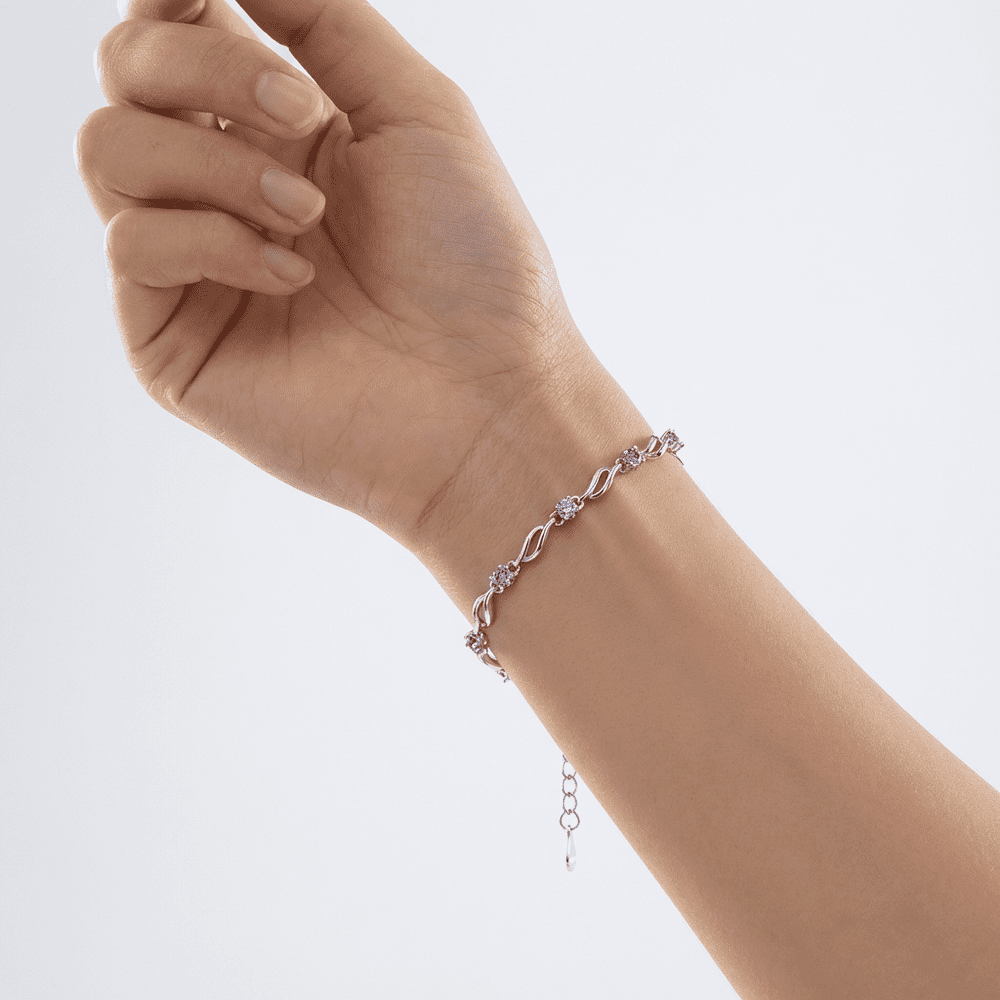 Hullám kristályokkal karkötő whitegold-ibolya