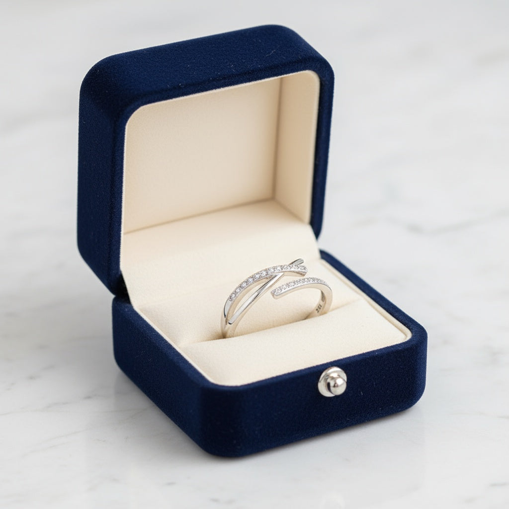 X kristályos gyűrű whitegold (állítható méret)