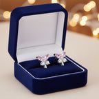 Fehér-rózsaszín pillangó fülbevaló whitegold