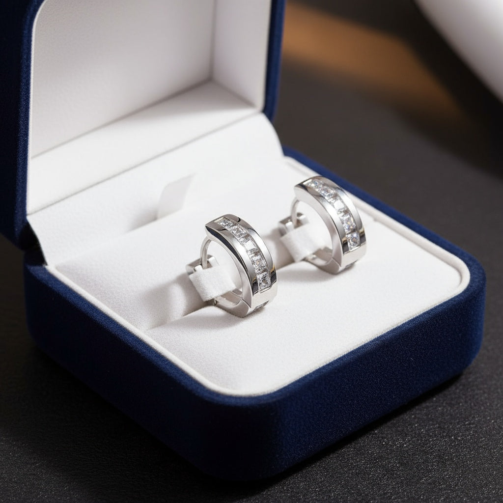 Öt ragyogó kristályos kis karika fülbevaló whitegold