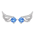 Angyalszárnyak fülbevaló kék kristállyal whitegold