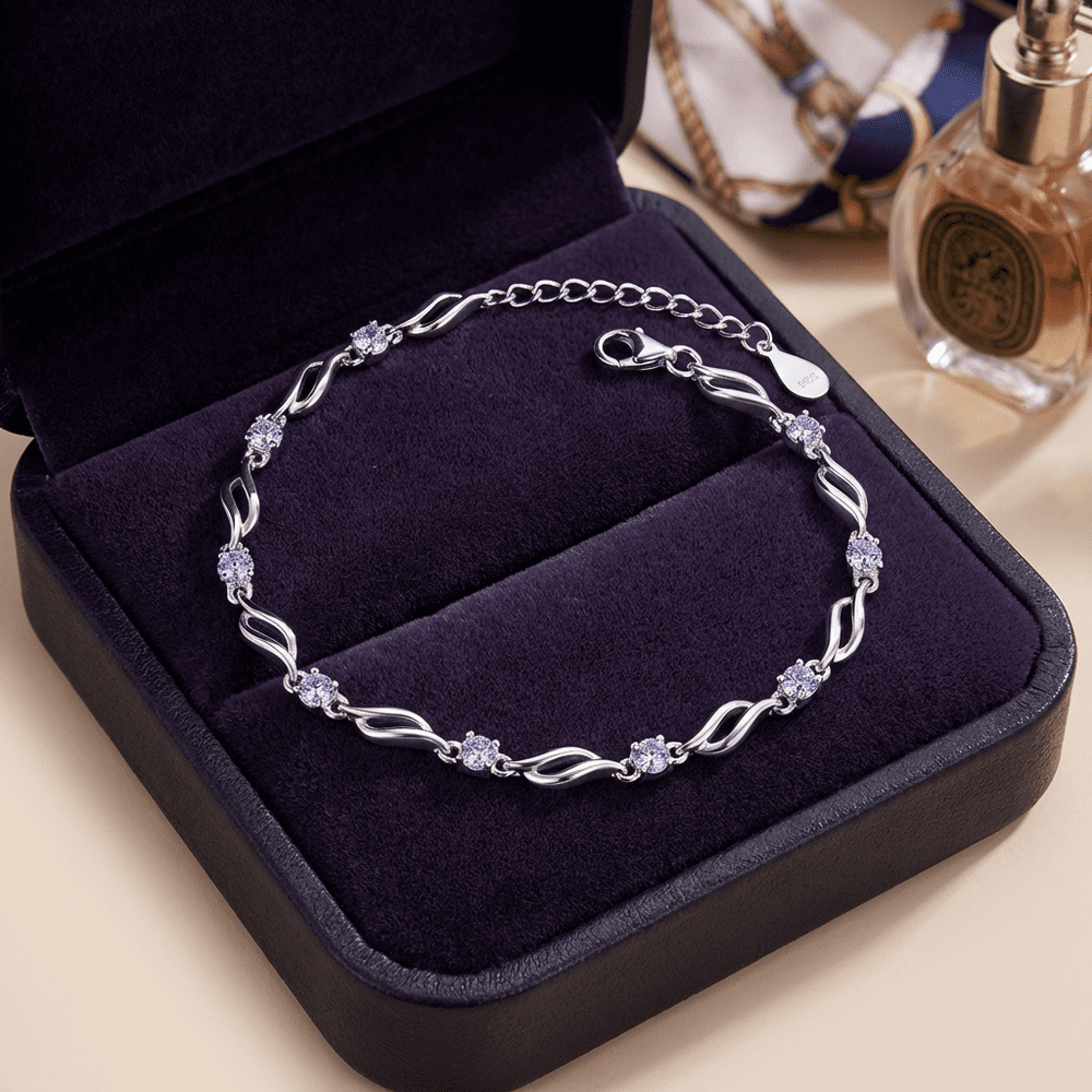 Hullám kristályokkal karkötő whitegold-ibolya